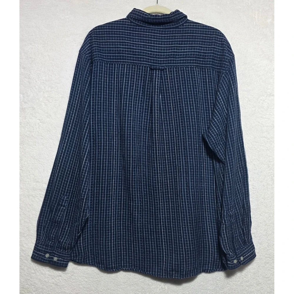 The North Face A5 Series Men's Large Navy Blue White Grid Button Down Shirt AB2S